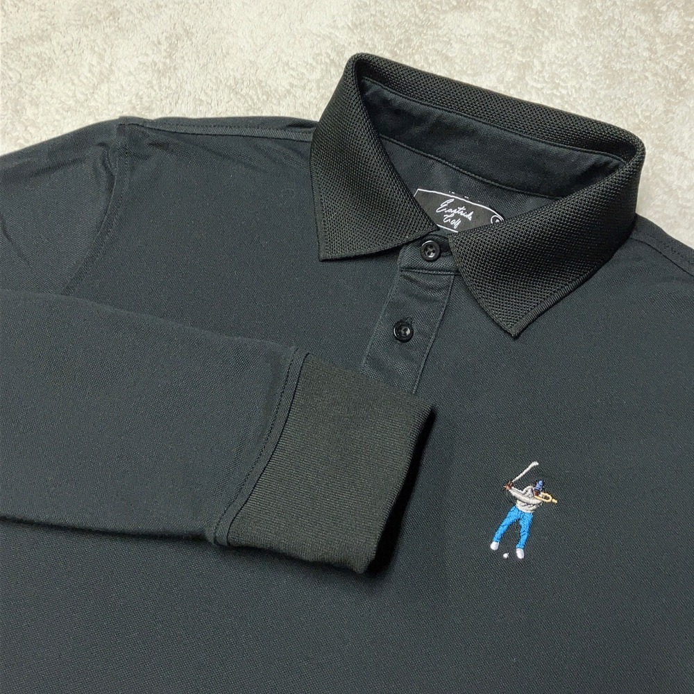 Eastside Golf Long Sleeve Polo Shirt Black Embroidered Logo Mens Small